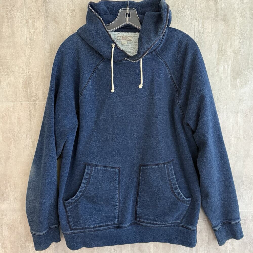 Wallace & Barnes Hoodie Mens Large Vintage Wash Pullover Fleece Double Pocket